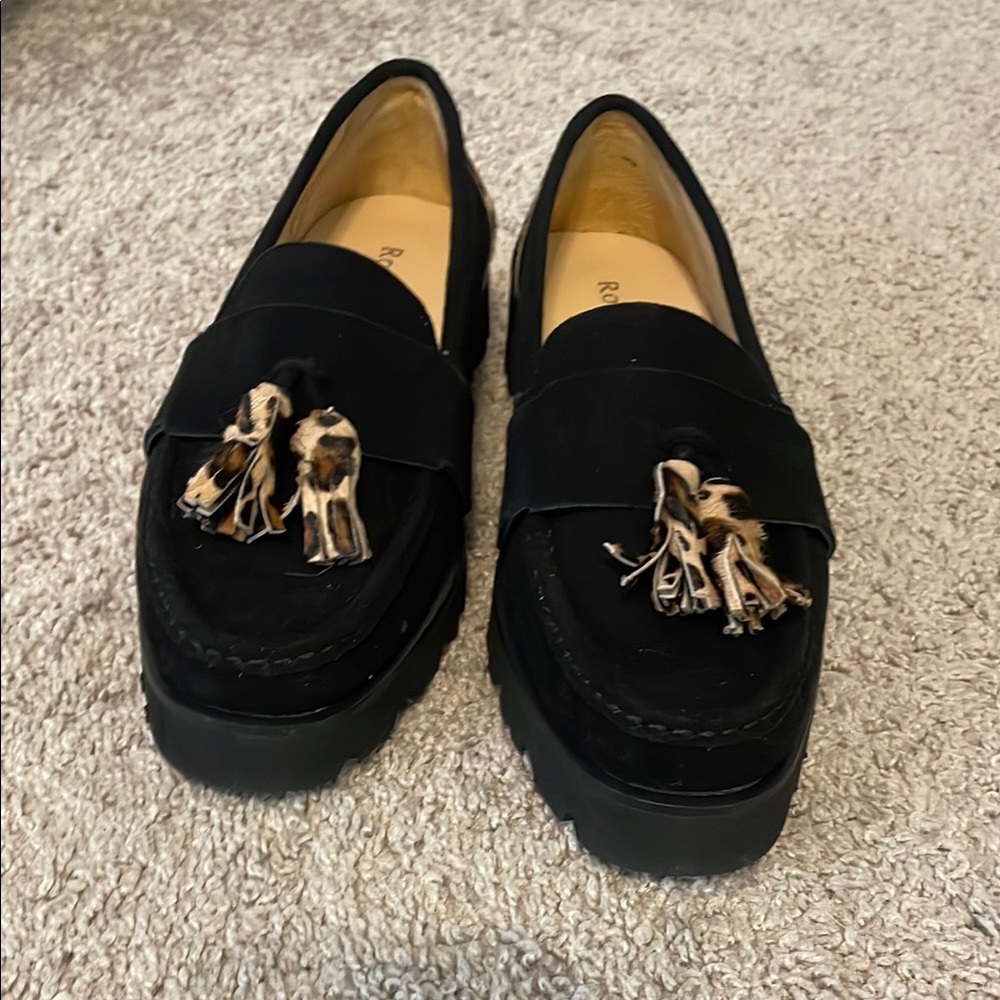 Black Loafers with Tassel Detail by Ron White